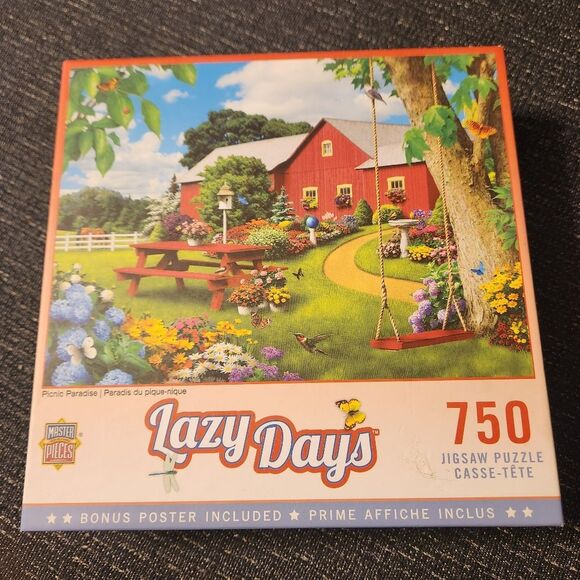 Jigsaw Puzzle 750 pieces Lazy Days Barn, Flowers, Picnic Paradise - Picture 1 of 5